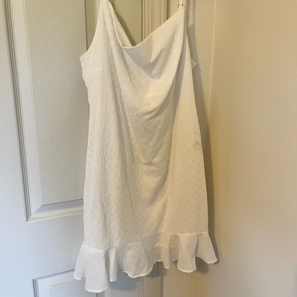 White ruffle hem dress